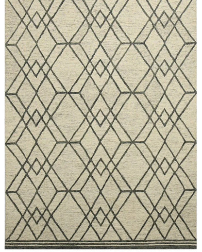 Wool Geometric Pattern Hand-Tufted Rug Carpet Cut Pile | 8 x 10 Feet