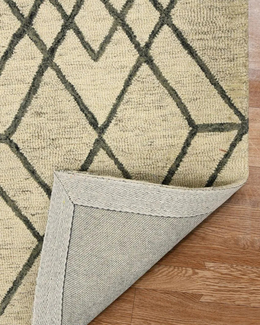 Wool Geometric Pattern Hand-Tufted Rug Carpet Cut Pile | 8 x 10 Feet