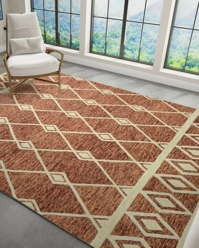 Wool Geometric Pattern Hand-Tufted Rug Carpet | 8 x 10 Feet