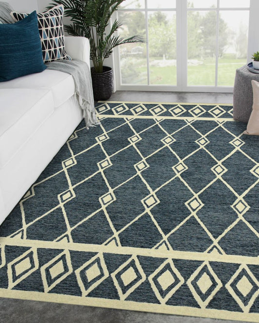 Navy Hand Tufted Wool Vista Carpet | 6x4, 8x5 ft 8 x 5 ft