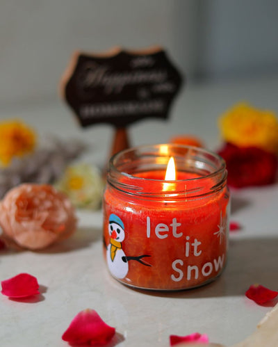 Let It Snow Painted Glass Candle Jar | 3 x 3 inches