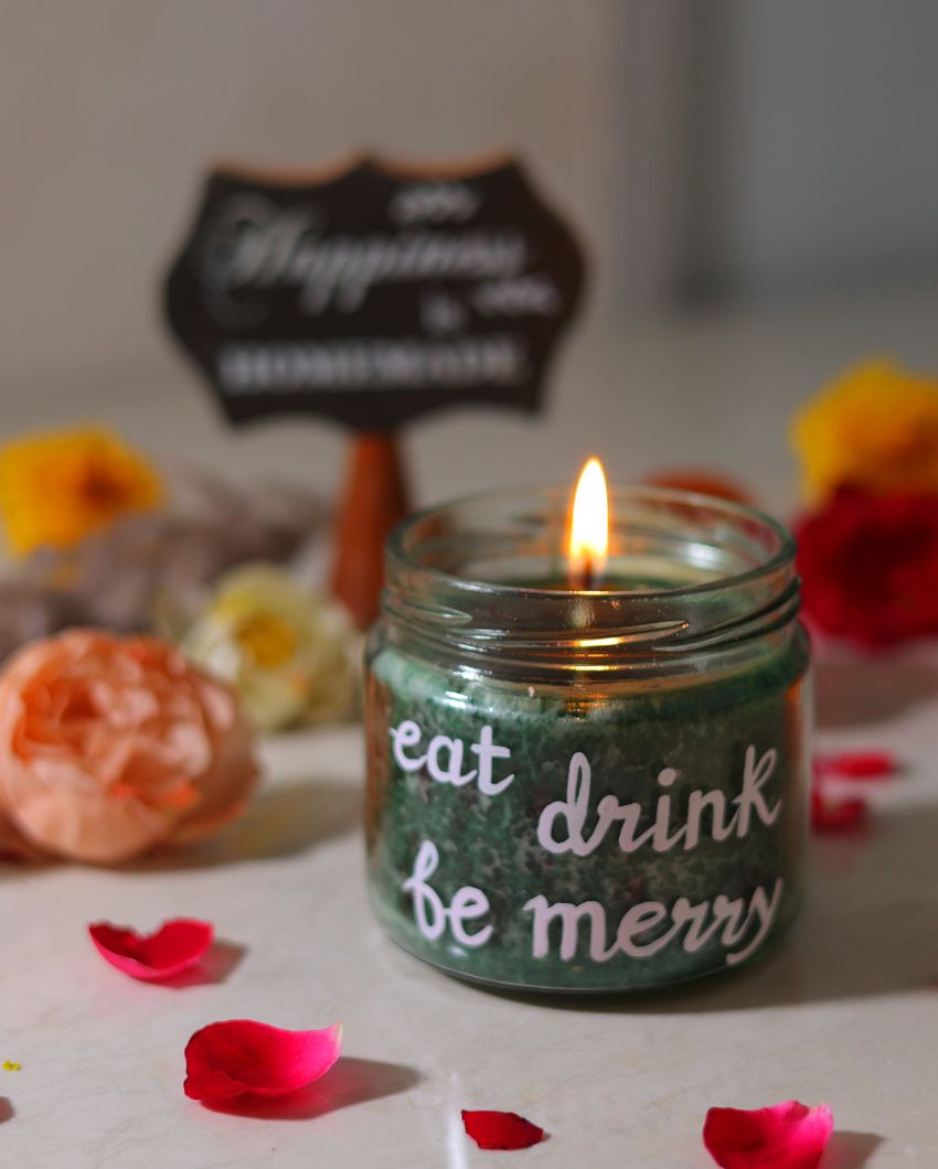 Eat-Drink & Be Merry Glass Candle Jar | 3 x 3 inches