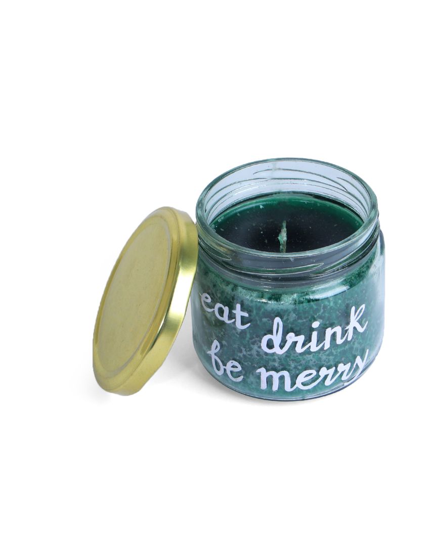 Eat-Drink & Be Merry Glass Candle Jar | 3 x 3 inches