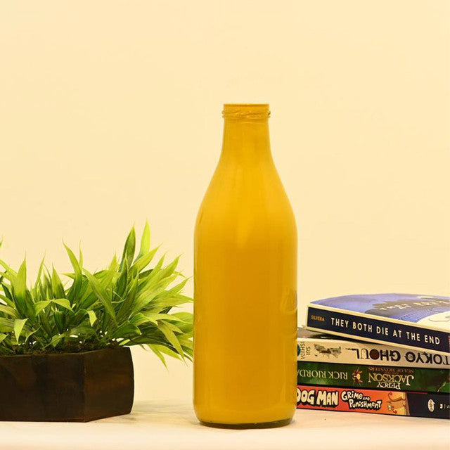 Cheerful Yellow Glass Pot Without Flower | 1000 ML | 10 x 3 inches