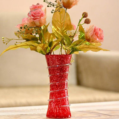 Charming Red Glass Pot Without Flower | 8 x 4 inches