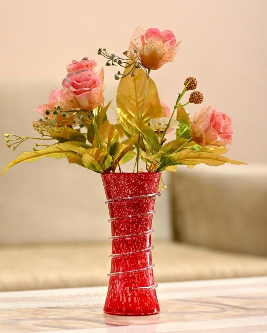 Charming Red Glass Pot Without Flower | 8 x 4 inches