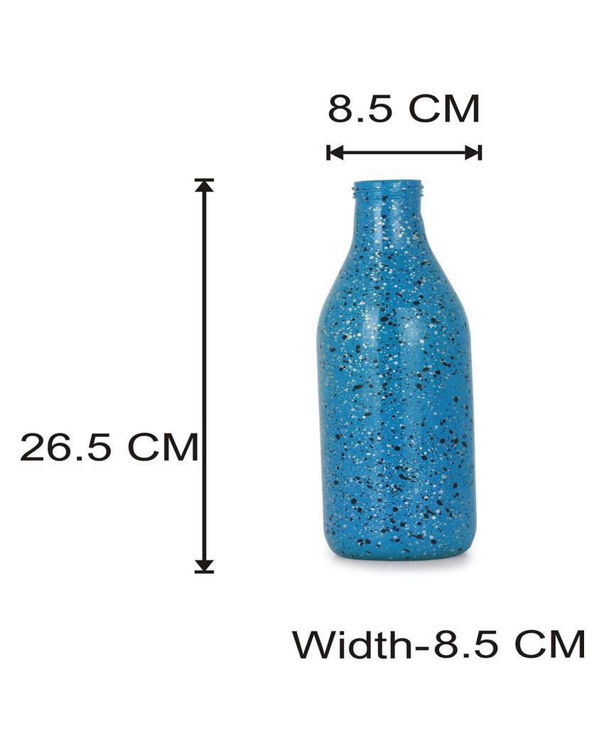 Elegant Blue Glass Pot Without Flower | 1000 ML | 10 x 3 inches