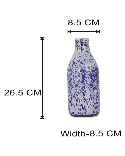 Vibrant White & Blue Glass Pot Without Flower | 1000 ML | 10 x 3 inches