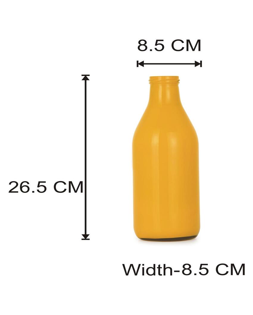 Cheerful Yellow Glass Pot Without Flower | 1000 ML | 10 x 3 inches