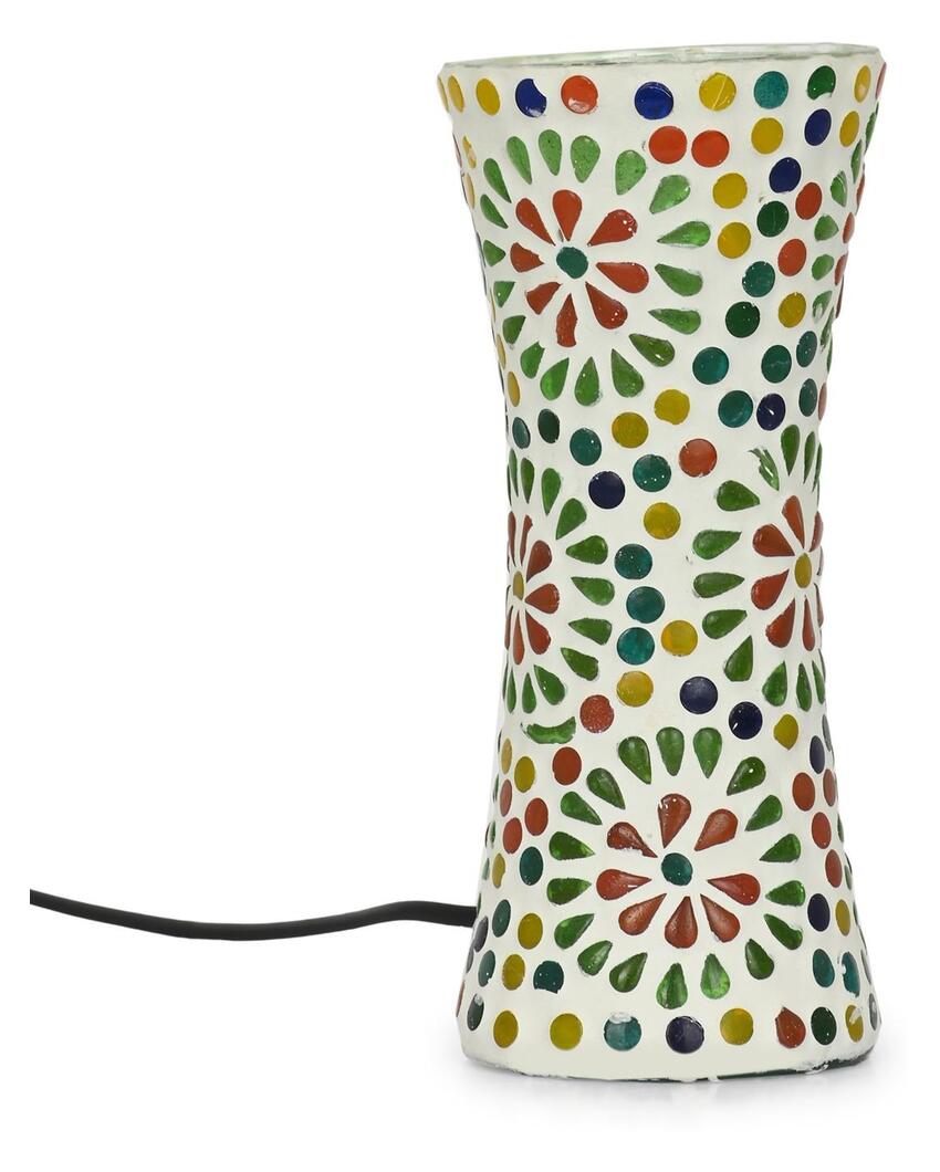 Illuminating Shining Glass Mosaic LED Light Pot With Cord and Two Pin Plug Without Flower | 8 x 4 inches