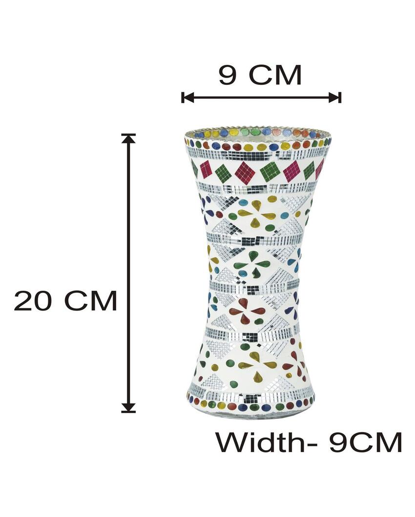 Bright Shining Glass Mosaic LED Light Pot With Cord and Two Pin Plug Without Flower | 8 x 4 inches