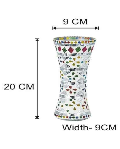 Bright Shining Glass Mosaic LED Light Pot With Cord and Two Pin Plug Without Flower | 8 x 4 inches