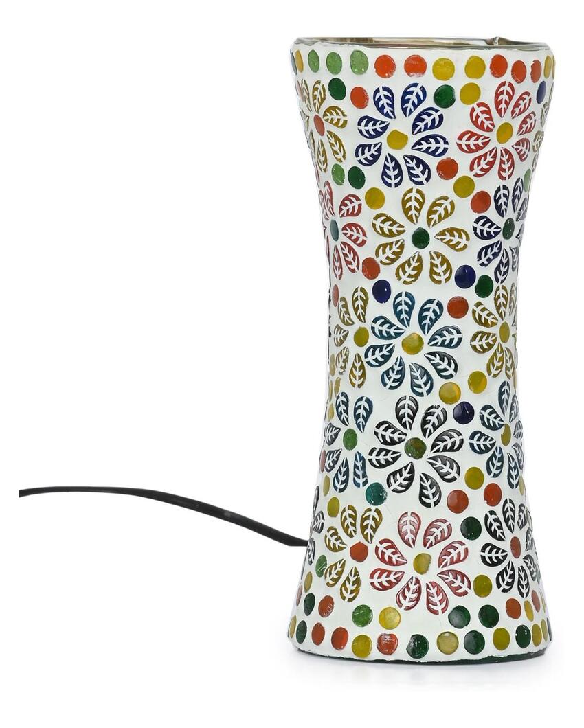 Glowing Shining Glass Mosaic LED Light Pot With Cord and Two Pin Plug Without Flower | 8 x 4 inches