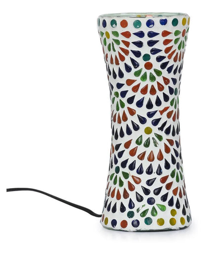 Luminous Shining Glass Mosaic LED Light Pot With Cord and Two Pin Plug Without Flower | 8 x 4 inches