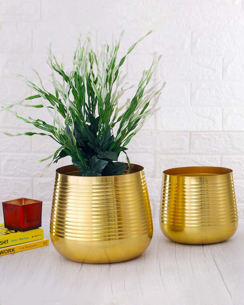 Ved Gold Metal Planters | Set Of 2 | Plant not included