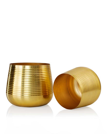 Ved Gold Metal Planters | Set Of 2 | Plant not included