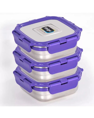 Efficient LunchBoss Combo Medium Stainless Steel Lunch Boxes | Set of 3 | 330 ML