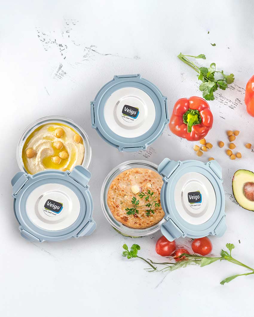 Classic Glass LunchBoss Round In Insulated Pouch | Set of 3 | 400 ML