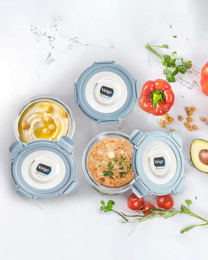 Classic Glass LunchBoss Round In Insulated Pouch | Set of 3 | 400 ML