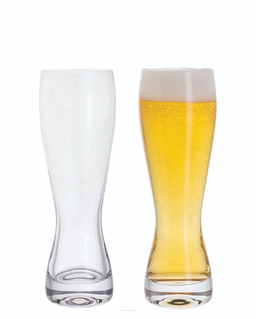 Stylish Curvy Beer Glasses | 3 x 8 inches | Set of 2 | 390ml