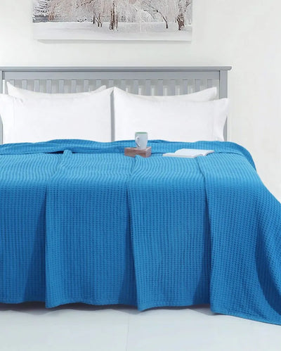 Teal Waffle Cotton Blanket 90 x 60 Inches