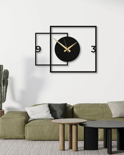 Double Square Shaped Metal Wall Clock | 28 x 28 inches