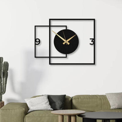 Double Square Shaped Metal Wall Clock | 28 x 28 inches