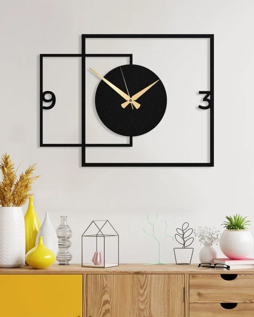 Double Square Shaped Metal Wall Clock | 28 x 28 inches