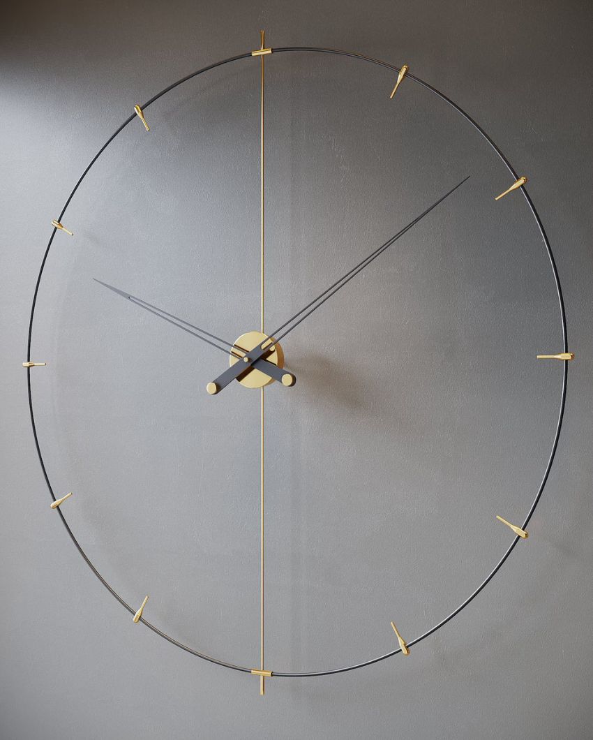 Black & Golden Handmade Ring Designed Large Wall Clock | 24 inches