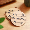 Round Coasters With Birds Design Engraved | Set Of 4