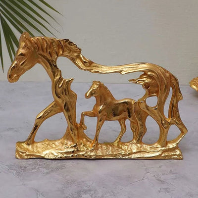 Horse Figure Aluminium Table Décor | Gold | 12 x 8 inches