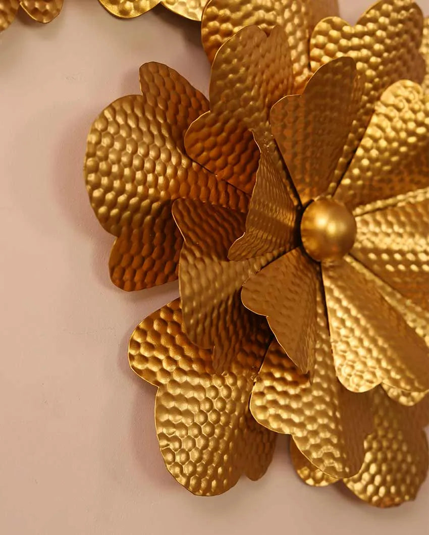 Gold Hammered Flower Wall Decor| Gold | Set of 2 | 15 x 15 x 2 inches