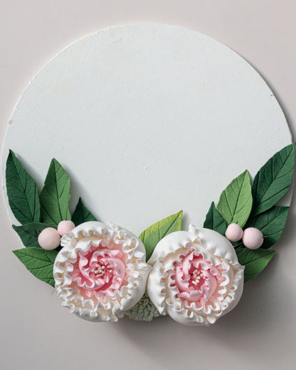 Handcrafted Floral Peony Wooden Customizable Name Plate | 8 x 2 inches