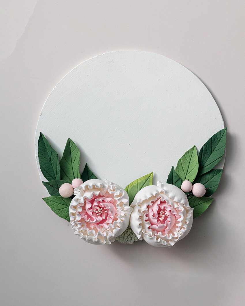 Handcrafted Floral Peony Wooden Customizable Name Plate | 8 x 2 inches