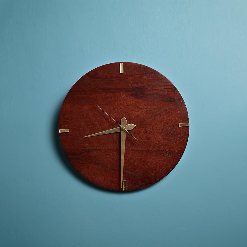 Contemporary Decorative Brown Wood Modern Design Wall Clock | 10 x 2 inches