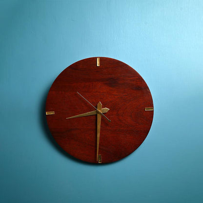 Contemporary Decorative Brown Wood Modern Design Wall Clock | 10 x 2 inches