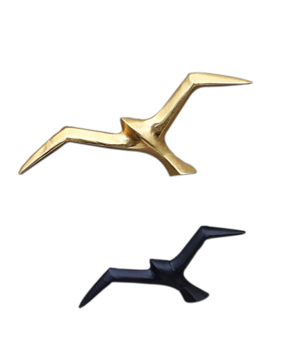 Graceful Black and Golden Flying Bird Wall Art | Set of 8 | 6 x 3 inches