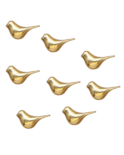 Elegant Golden Small Bird Wall Art | Set of 8 | 5 x 3 inches