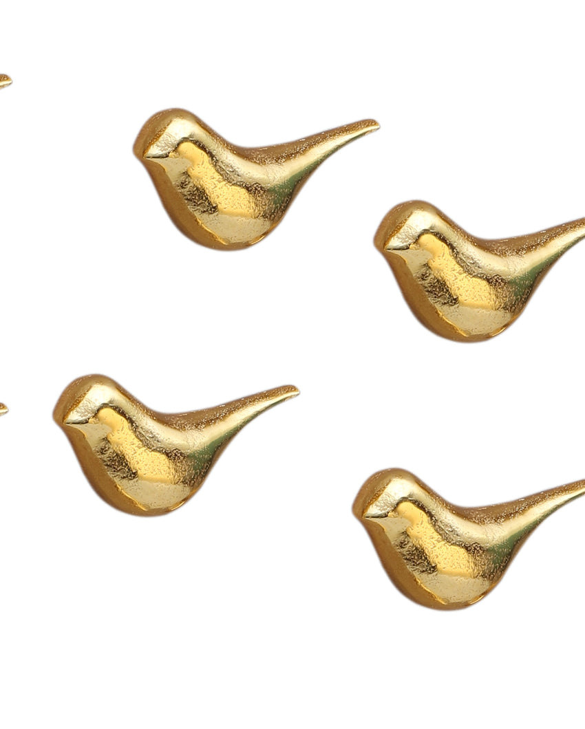 Elegant Golden Small Bird Wall Art | Set of 8 | 5 x 3 inches