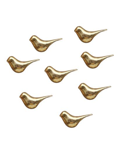 Elegant Golden Small Bird Wall Art | Set of 8 | 5 x 3 inches