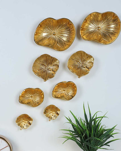 Floral Golden Flower Wall Art| Gold | Set of 8