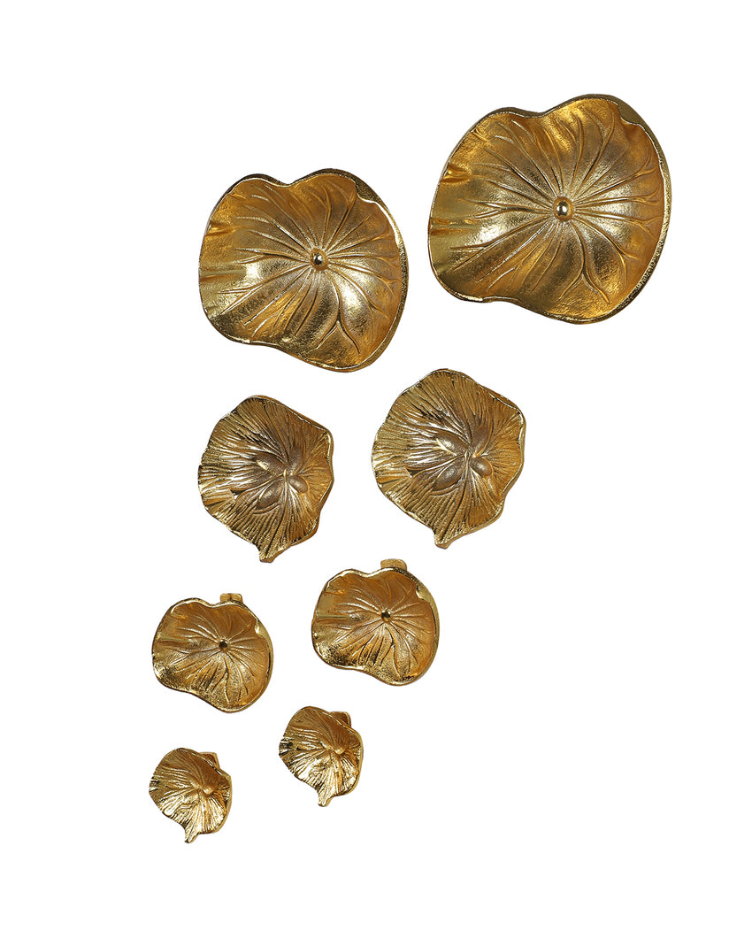 Floral Golden Flower Wall Art | Gold | Set of 8