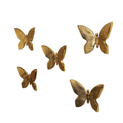 Golden Shade Butterfly Design Wall Art | Set of 5 | 6 x 2 inches