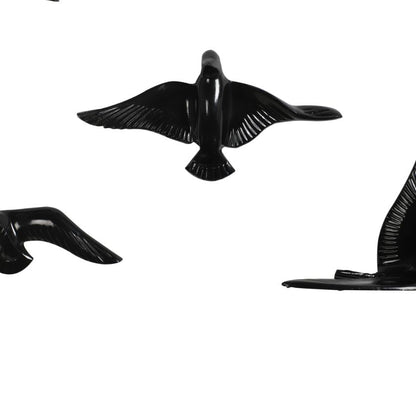 Unique Design Black Bird Wall Art | Set of 5 | 7 x 2 inches