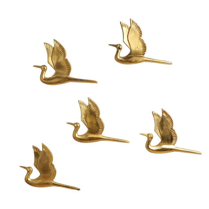 Unique Golden Shade Flying Bird Wall Art | Set of 5 | 7 x 7 inches