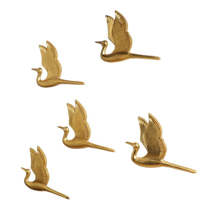 Unique Golden Shade Flying Bird Wall Art | Set of 5 | 7 x 7 inches