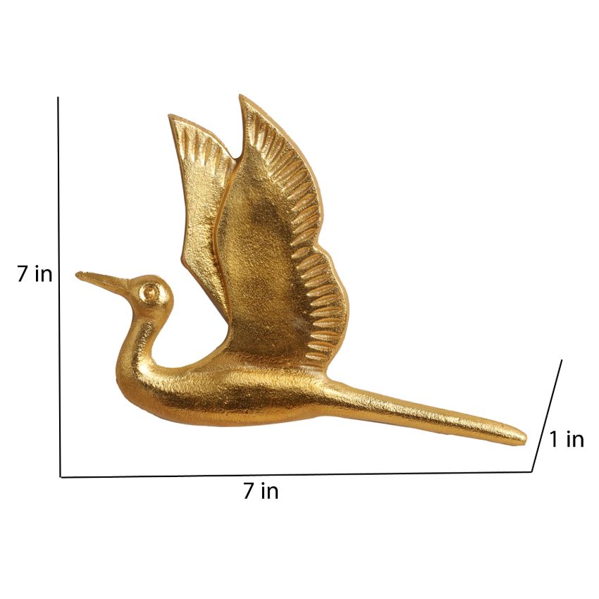 Unique Golden Shade Flying Bird Wall Art | Set of 5 | 7 x 7 inches