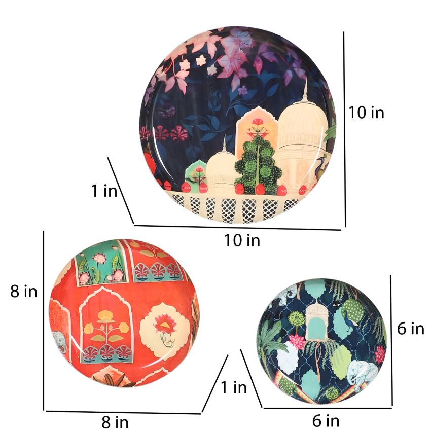 Beautiful Meena Design Monument Wall Art Plates | Set of 3