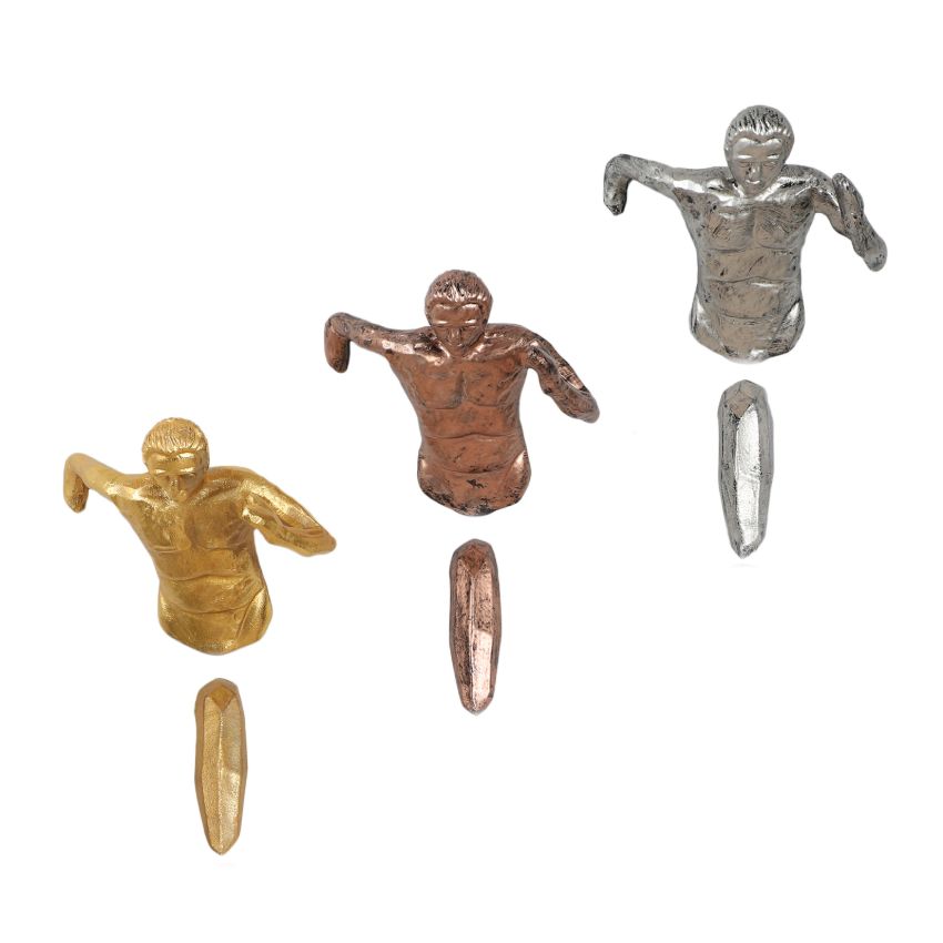 Unique Design Running Men Wall Showpiece | Set of 3 | 3 x 7 inches