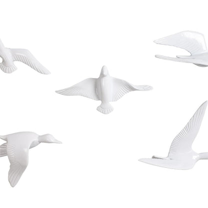 Exclusive Design White Birds Wall Decor | Set of 5 | 7 x 2 inches